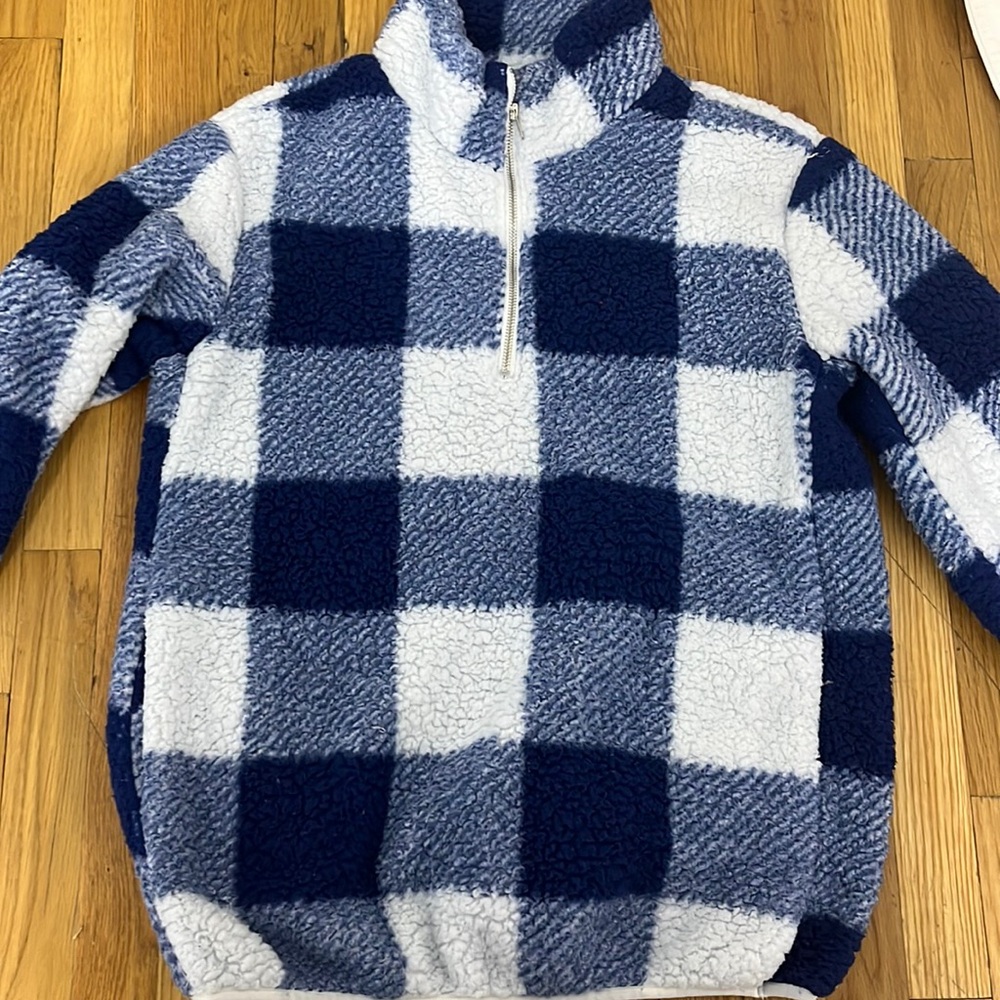 Quarter zip very soft flannel print sweater